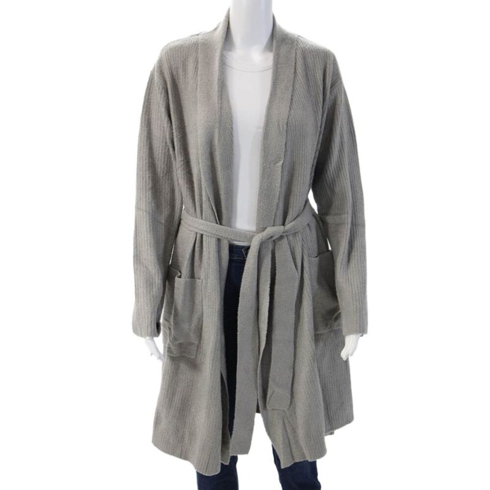 Edit Women Cardigan Gray V Neck Long Sleeve Polyester Size One Size